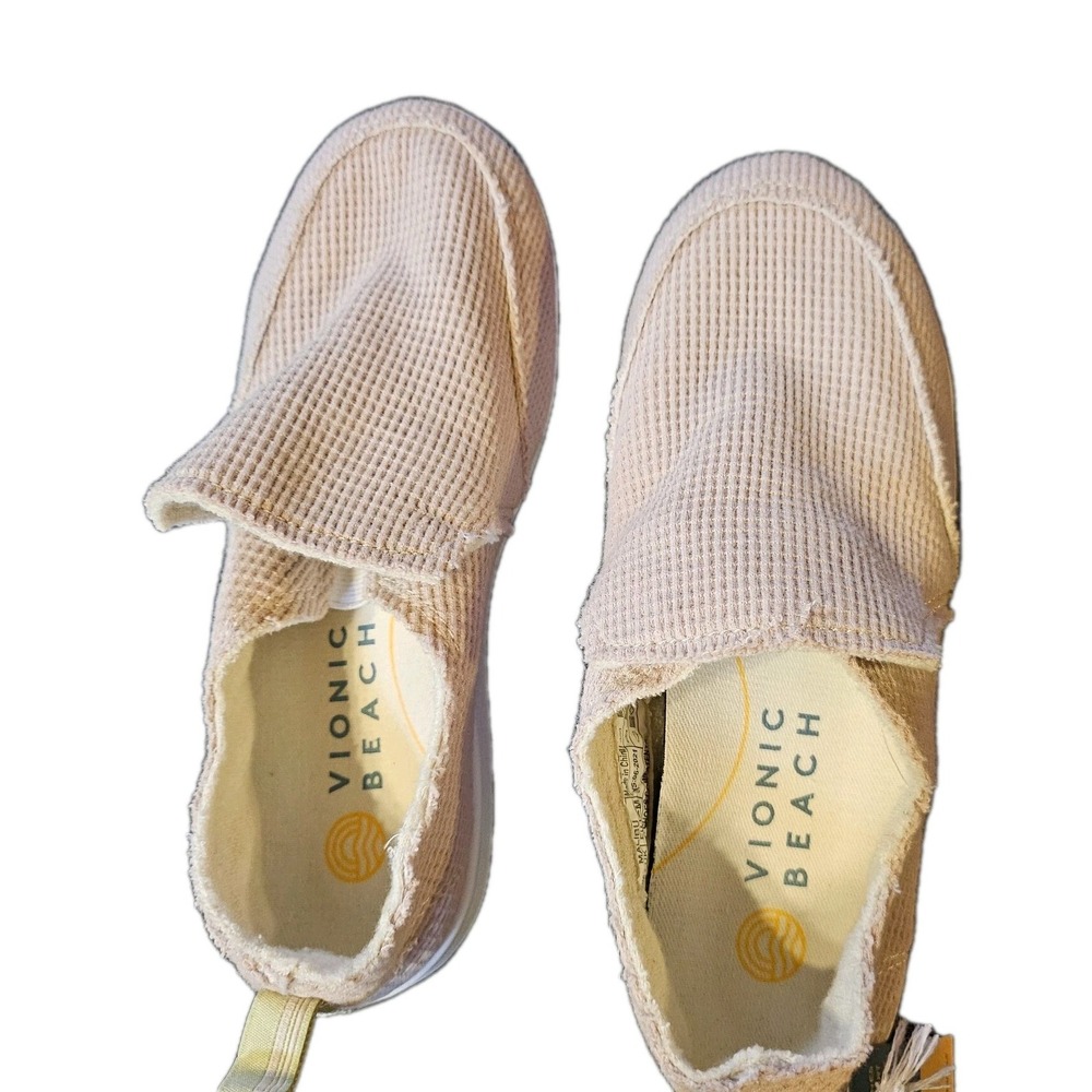 Vionic Malibu Beige Waffle Knit Women's Slip On Sneakers SZ 5 Casual,Beach,Vacay